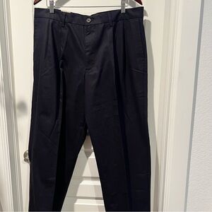 Dockers Signature Khaki Relaxed Fit Pleated Navy Stretch Cotton Flex Waist 36x34